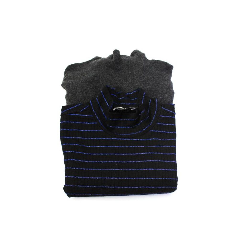 Soaked Women's Turtleneck Long Sleeves Ribbed Black Stripe Sweater Size S Lot 2